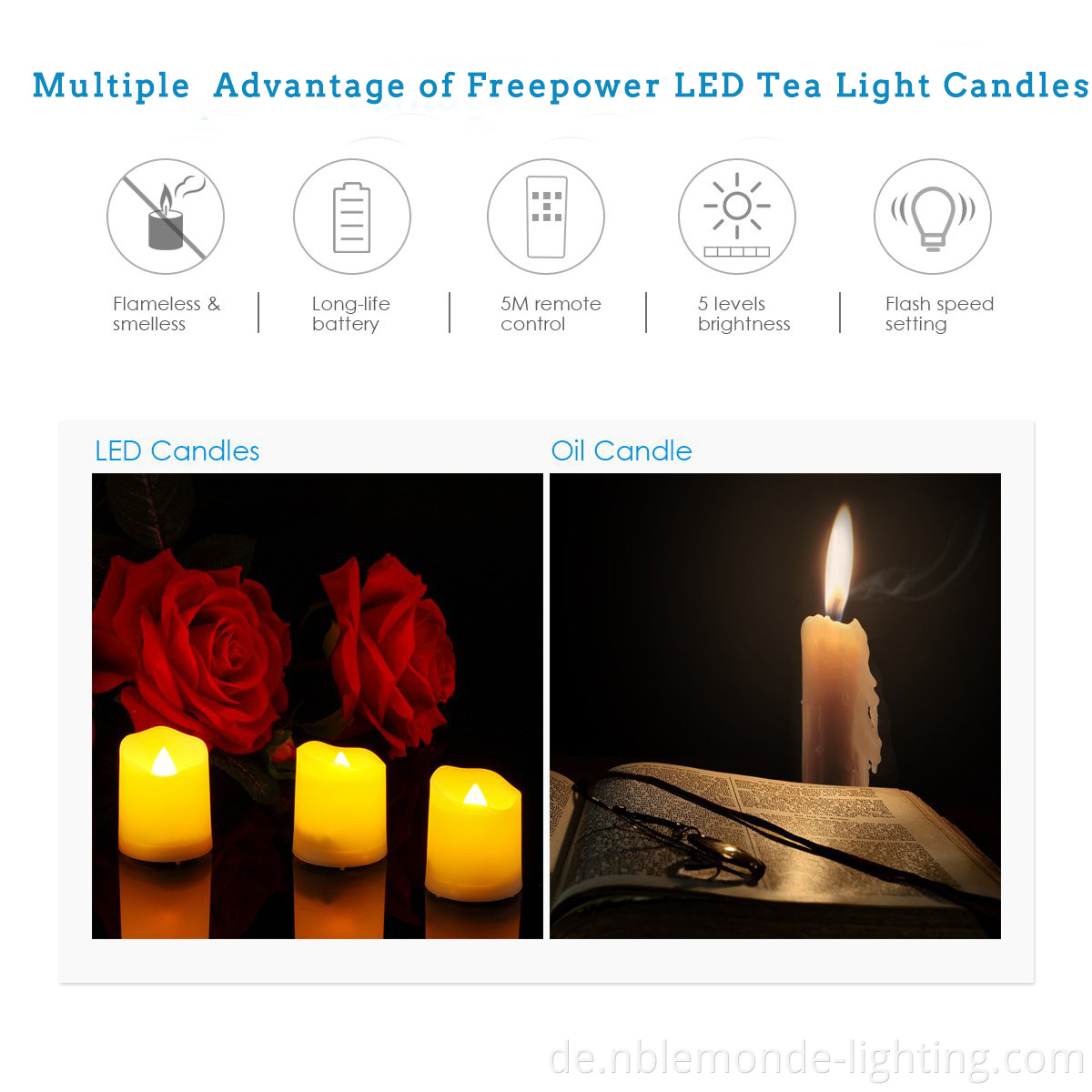 Rechargeable Moving Wick Led Tea Light Candles